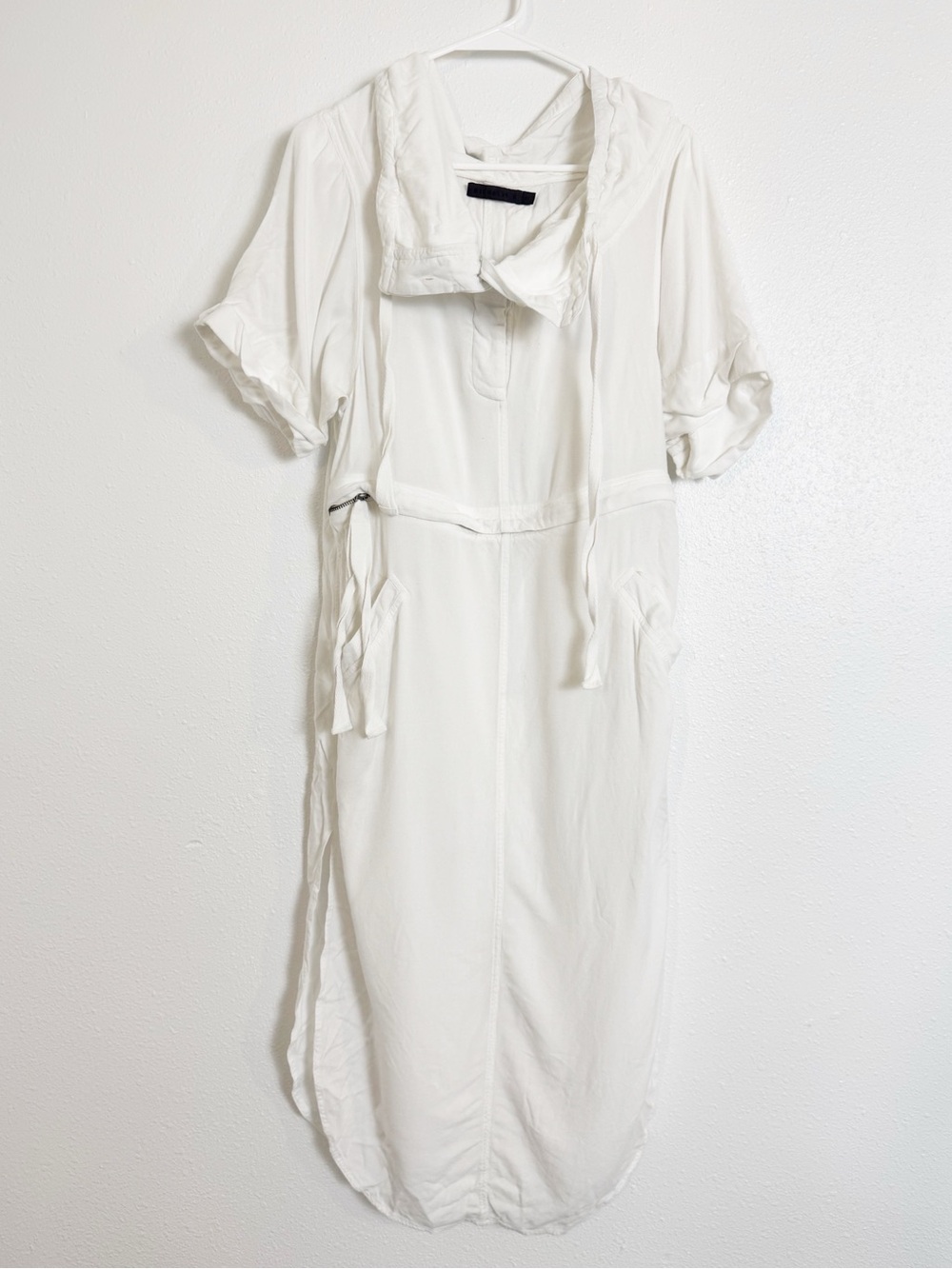 Nicholas K. White Hooded Midi Dress with Drawstring Waist